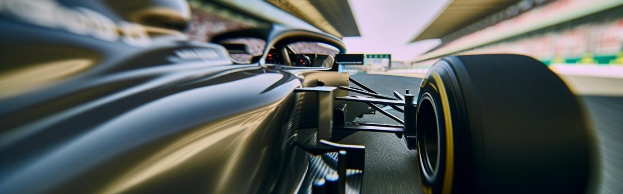 Gros plan d'une voiture de course de Formule 1 sur le circuit.