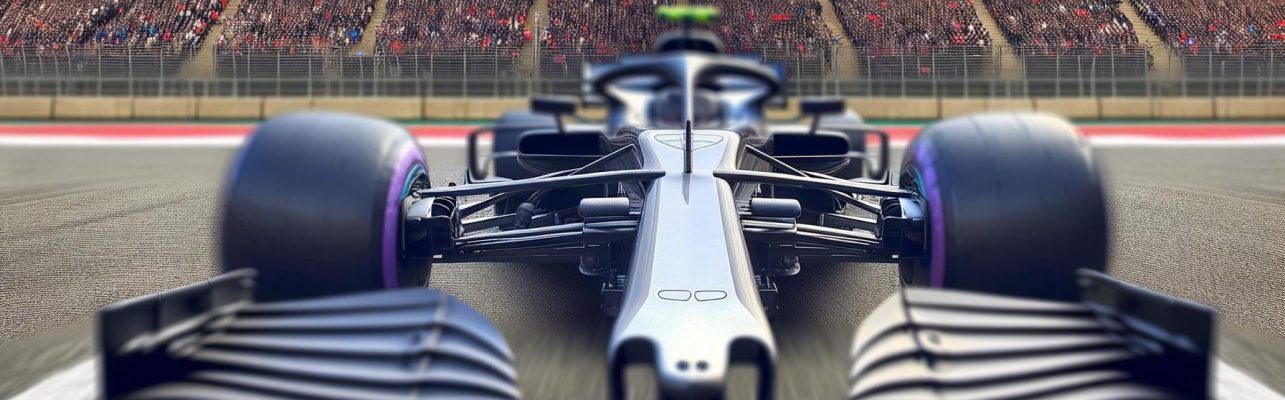 Une voiture de course de Formule 1 sur la piste pendant une course en plein jour.