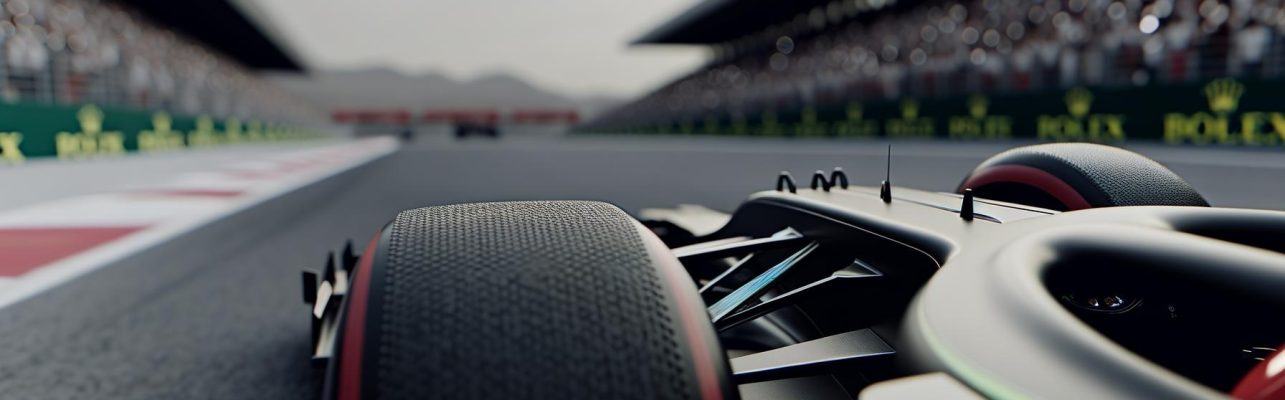 Voiture de Formule 1 sur une piste avec un flou d'arrière-plan.